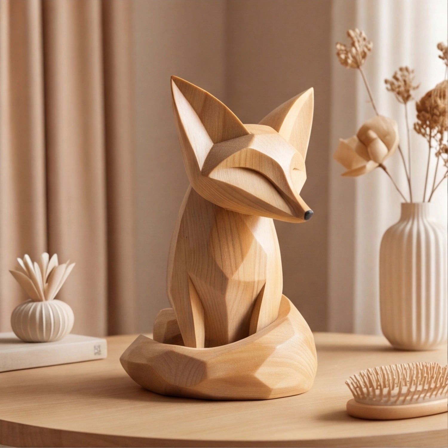 Wood Sculpture | Faceted Fox