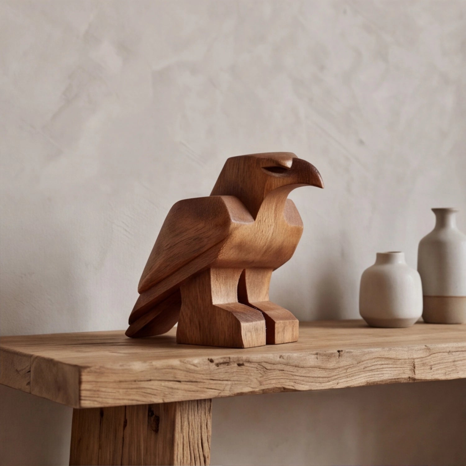 Wood Sculpture | Geometric Eagle