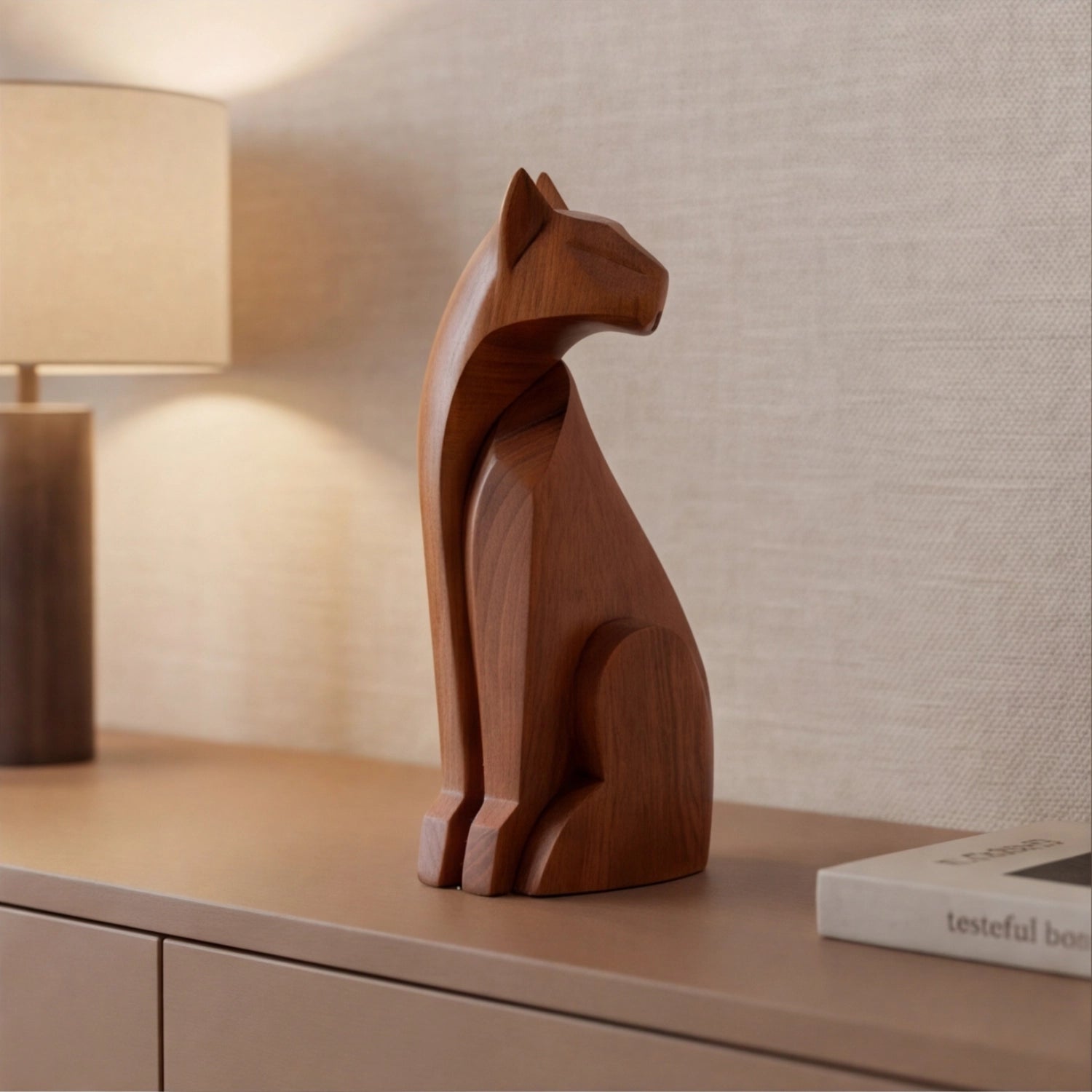Wood Sculpture | Faceted Feline