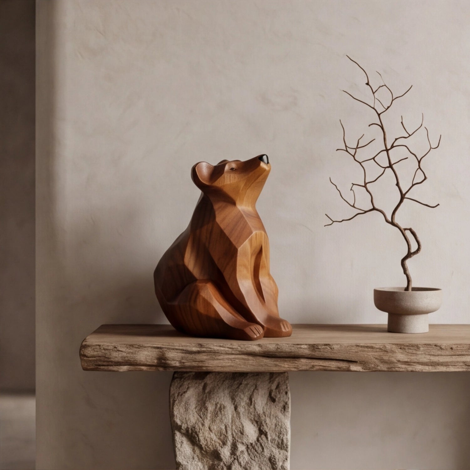 Wood Sculpture | Faceted Bear