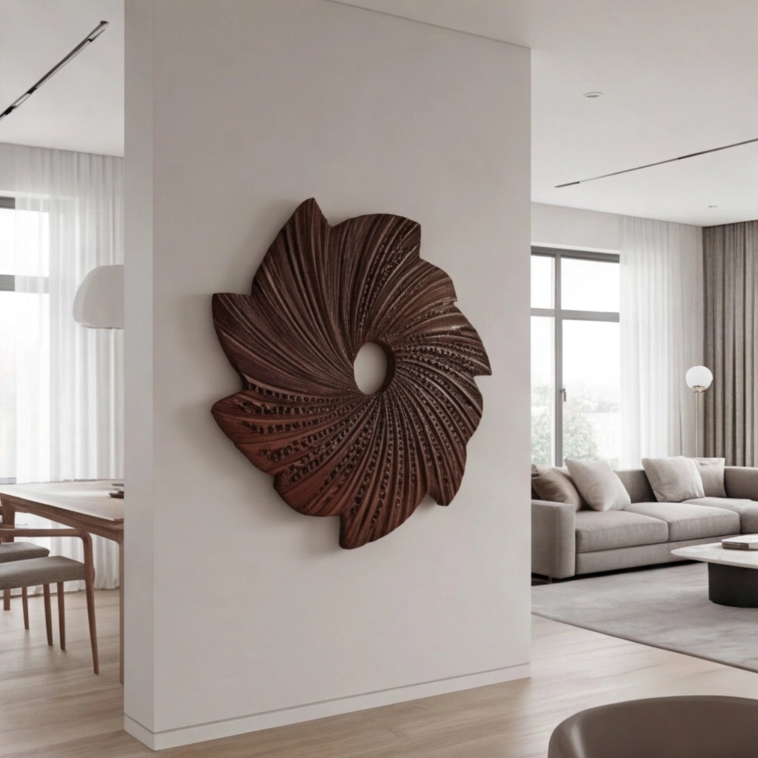 Wooden Wall Art Sculpture | Hollow Leaf Totem