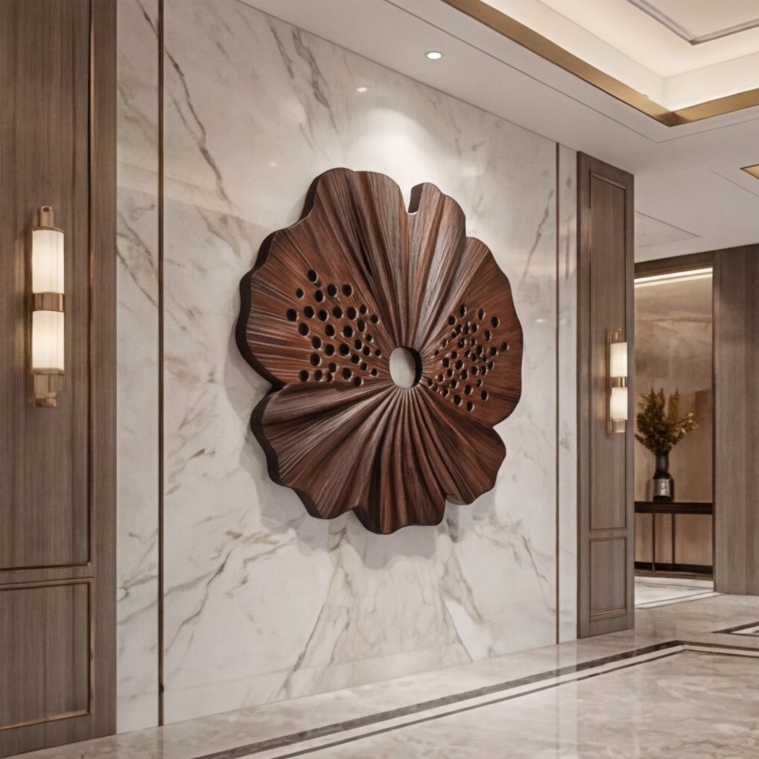 Wooden Wall Art Sculpture | Dark Grain Bloom