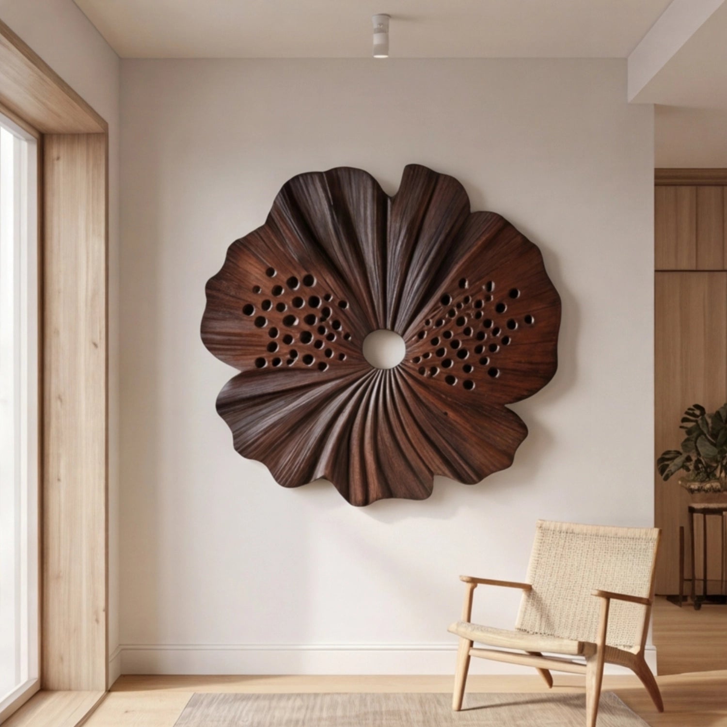 Wooden Wall Art Sculpture | Dark Grain Bloom