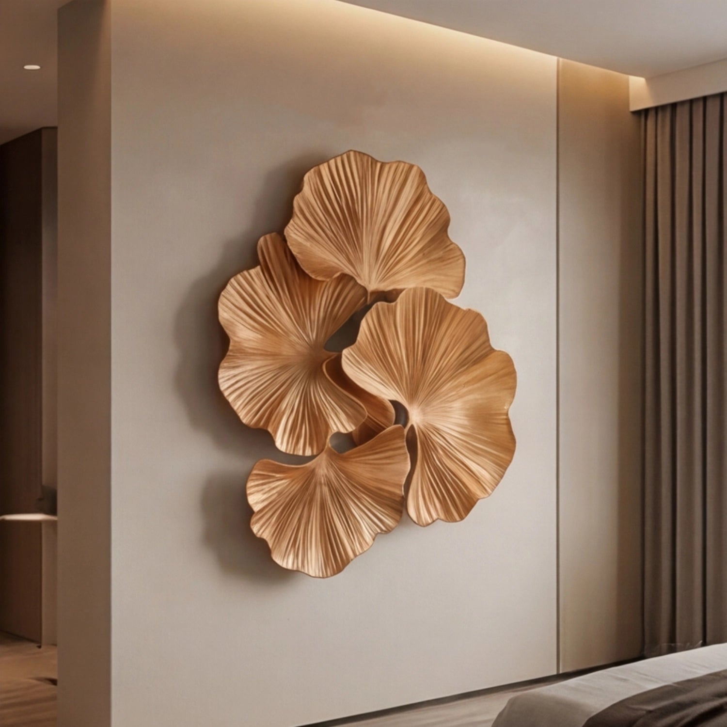 Wooden Wall Art Sculpture | Autumn Ginkgo Bloom