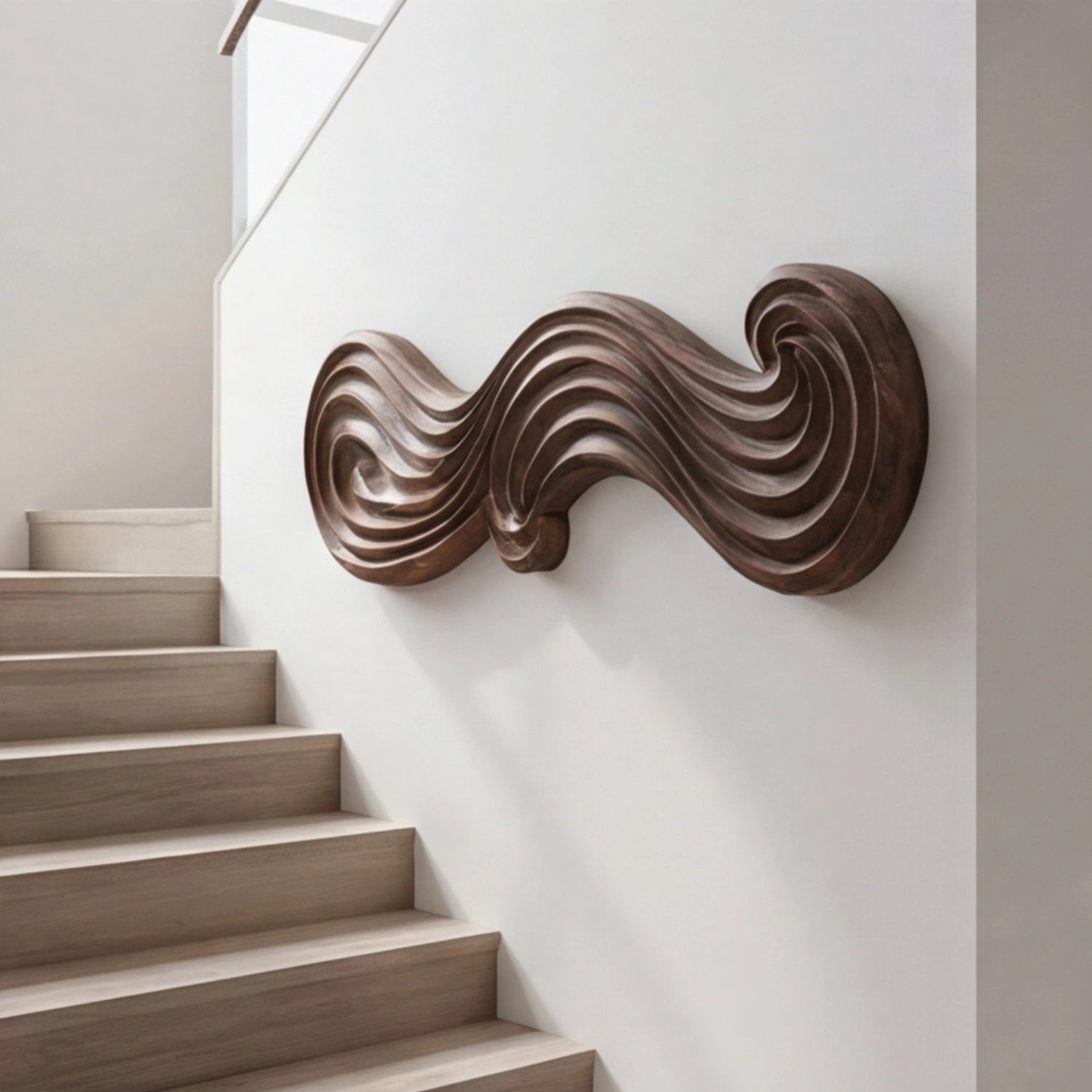 Wooden Wall Art Sculpture | Dual Swirl Curve