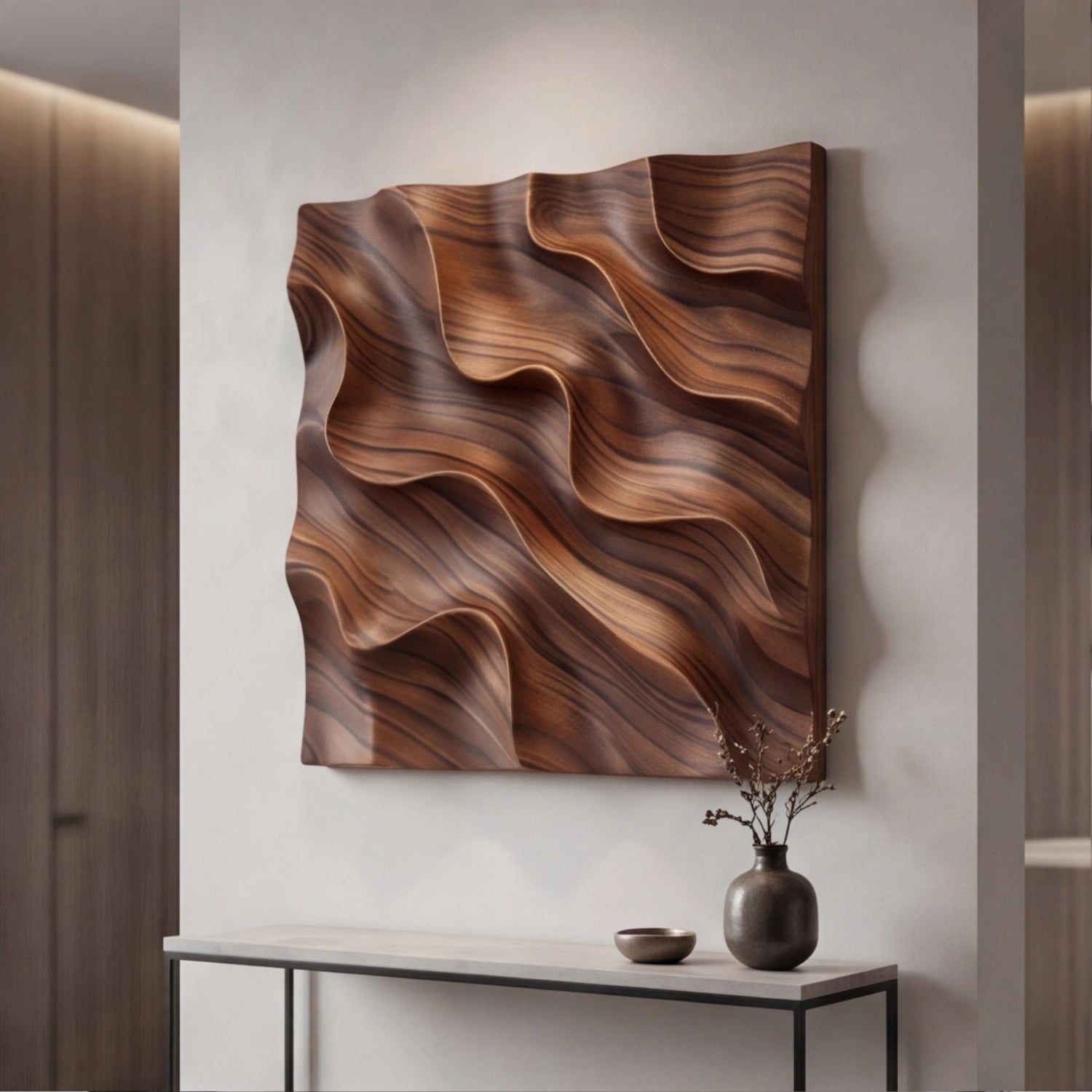 Wooden Wall Art Sculpture | Flowing Grain Wave